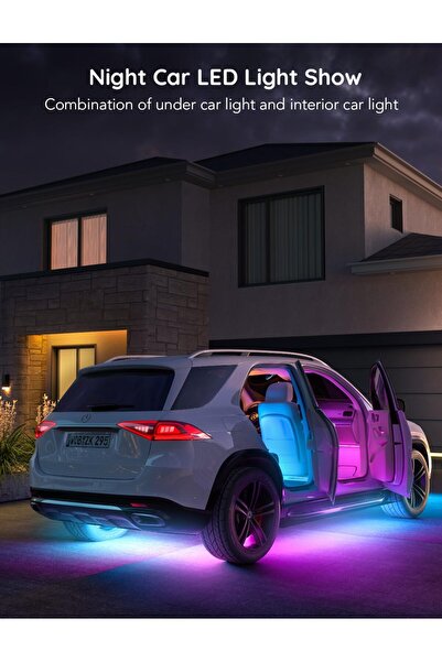 Govee Underglow Car Lights - 4pcs RGBIC Smart LED Strips, 16M Colors, App & Music Sync, DC 12-24V