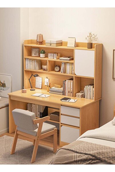 sharpdo Computer Desk 120*45*164CM Home Office Desk with Bookshelf, Saving Design Writing Desk