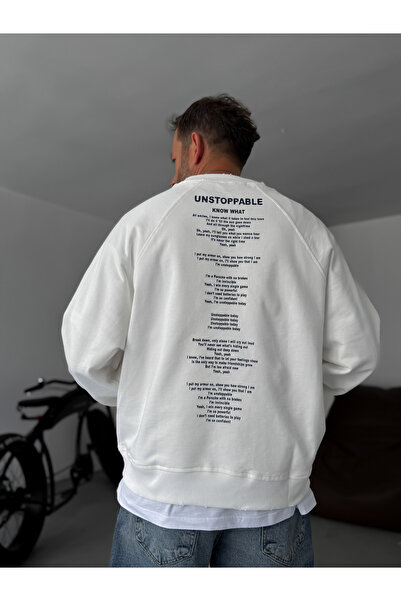 BYBASICMAN White Unstoppable Printed Sweatshirt Jj-241