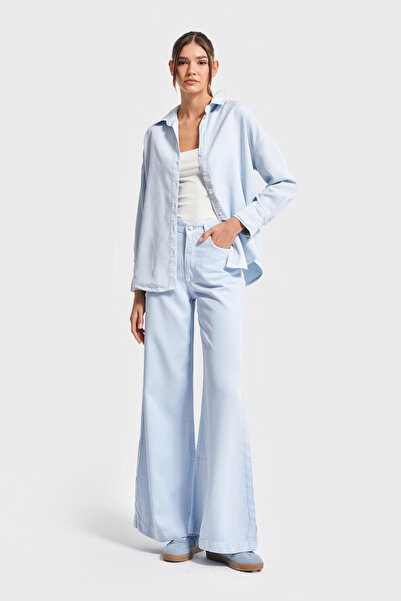 its basic Жіночі блакитні штани 6s5-103 з широкими штанинами, з органічної бавовни та віскози