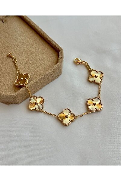 ismim bijuteri Kararmaz Çelik Yonca Bileklik Mrk Stil Bileklik