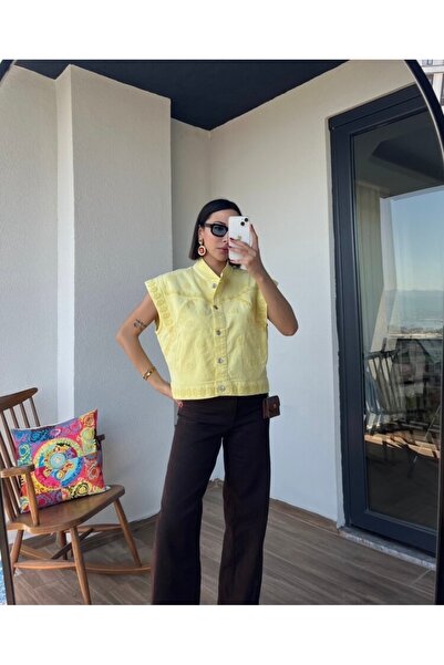 Ozkurt Art Fashion Oversize Tasarım Denim Yelek