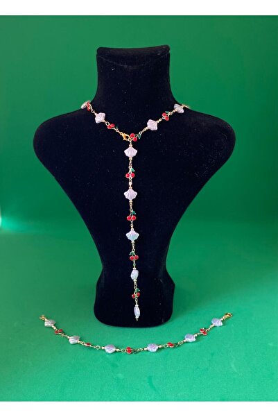 AYLİN TAKI Kiraz Ve İnci Figürlü Kadın Y Kolye Ve Bileklik