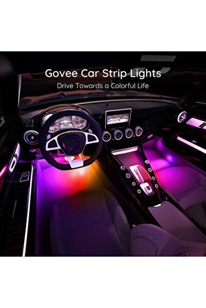 Govee Car Lights Smart RGBIC Interior LED Strip, App Control, DIY & Music Modes, 4x0.98ft, 2-Line, 7