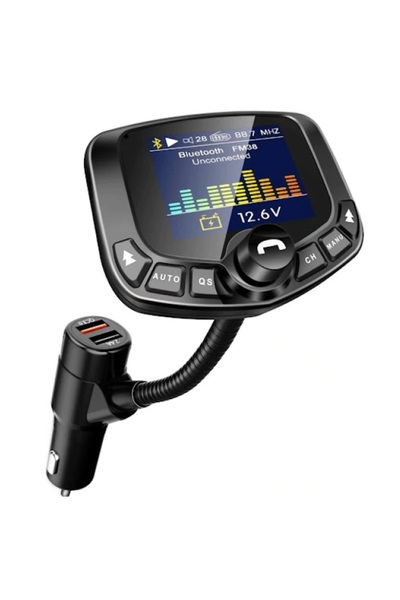 DAR FM Modulator Car Bluetooth 5.0 with 1.8'' color LCD screen, Quick Charge 3.0, Handsfree, SIRI support,