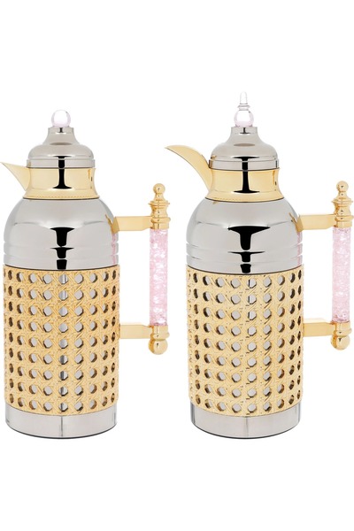 rexa طقم ترمس، سعة 1 لتر، مقبض كريستالي، غطاء داخلي من الزجاج الحراري، غطاء خ...