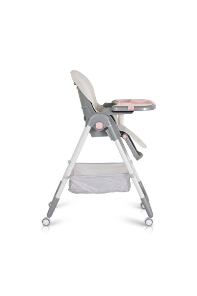 Moni Raffy Pink foldable children's dining chair with footrest and adjustable backrest