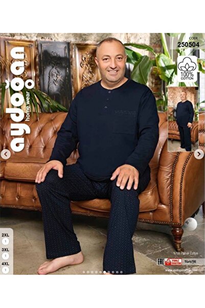 Aydoğan Men's Oversized Long Sleeve 100% Cotton Pajama Set New Season