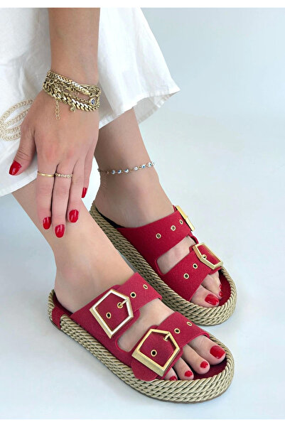 Ovebu İces Red Nubuck Slippers