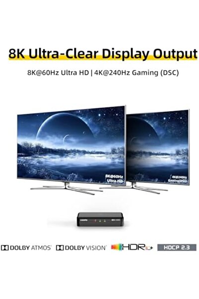 Generic موزع HDMI SHERRIVA 8K@60Hz 1 في 2 مخرج، مكرر HDMI 4K 120Hz، HDR، HDCP 2.3