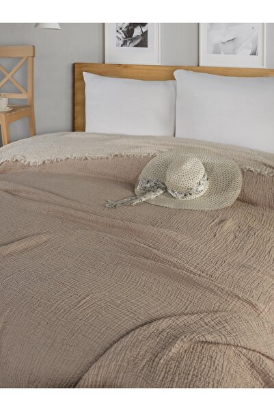 Cottonin Home Müslin Yatak Örtüsü Çift Kişilik 4 Katlı %100 Pamuk 220x240 CM