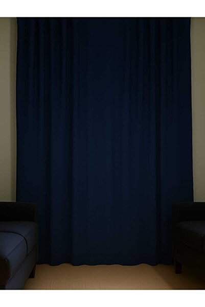 DEVRİM OLİVYA TEKSTİL Özel Dikim 1.Sınıf Lacivert Blackout Işık Geçirmez Fon Perde Ekstraforlu Karartma Blackout