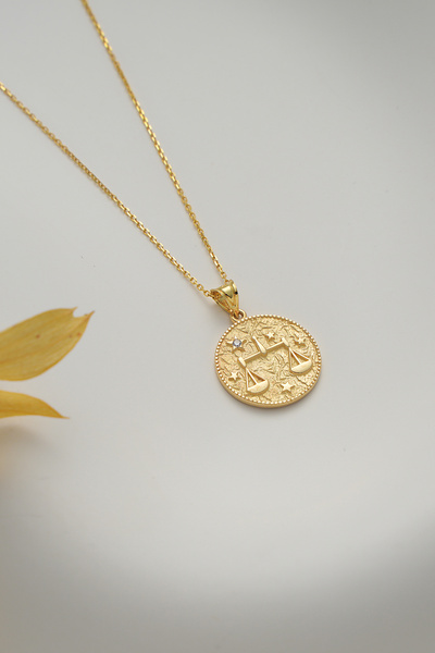 VeraDesignGold Terazi Burcu Altın Kolye – Burç Sembolü Tasarımlı Zarif Takı-1...