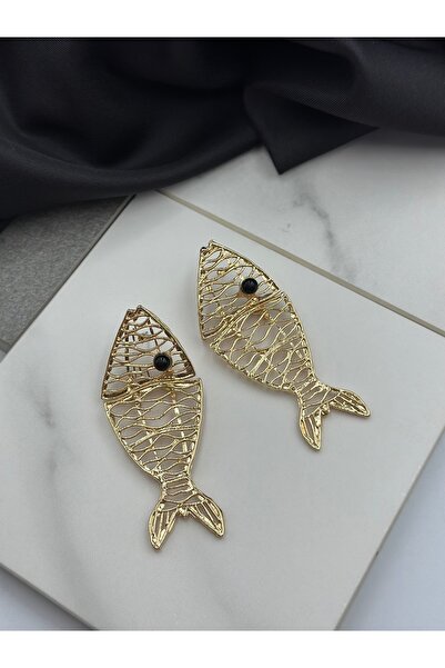 Generic Brand Gold Detailed Fish Figured Brand Model Summer Design Dangle Wom...