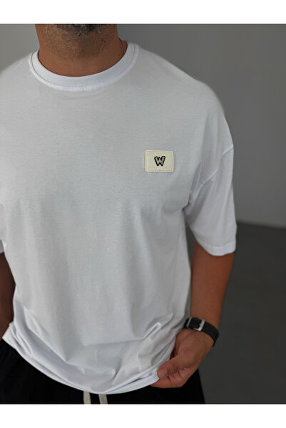 BYBASICMAN Бяла тениска с голям размер и бял пач BY-083