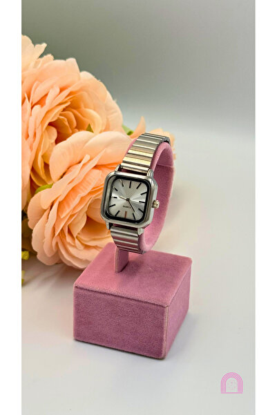 Moond Accessories Steel Cord Silver Square Cut Women's Watch