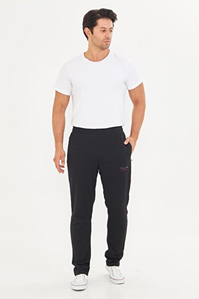 Marco Ferry Ανδρικό βαμβακερό ριγέ φούτερ με φερμουάρ και τσέπες, μαύρο 19218-S