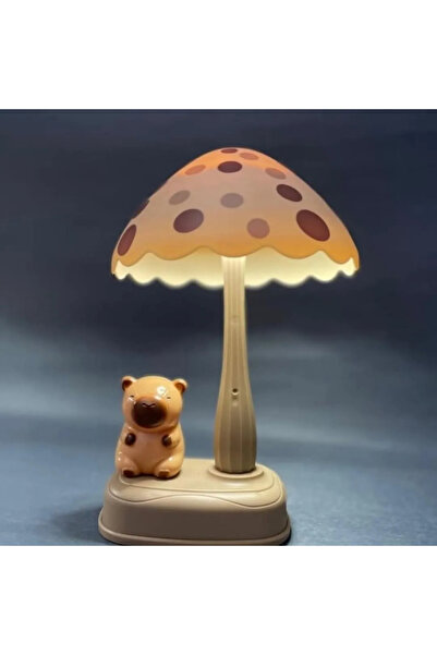 HEDİYE FİKRİ Capybara LED USB Çocuk Gece Lambası – Mantar Tasarımlı, Şarjlı