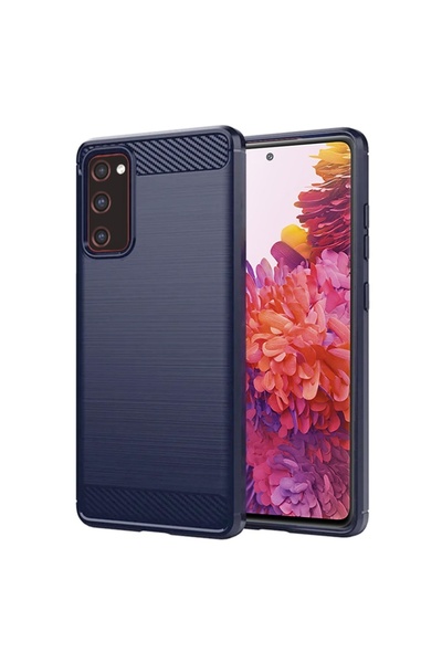 SKYDDAR INNOVATION Θήκη για Samsung Galaxy S20 FE, Σιλικόνη από Άνθρακα, Λεπτή, Υφή από Ανθρακονήματα, Σετ αυτοκόλλητων, Μπλε