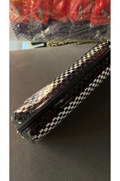 BLACK Checkered Transparent Pen Holder Pencil Case