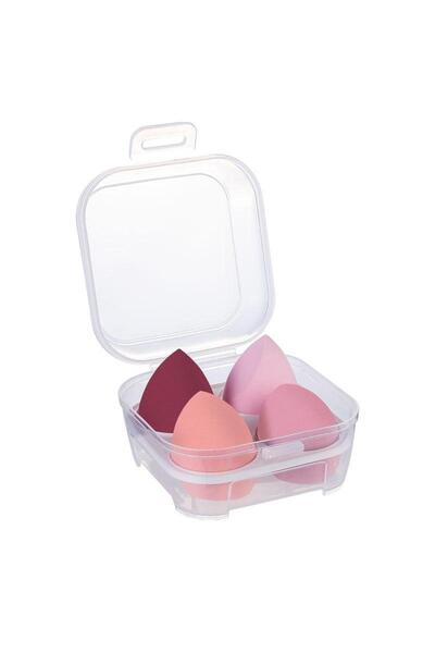 COOYA 4pcs Makeup Sponge Pink Powder Puff With Transparent Box, Face & Makeup Cleaning Sponge
