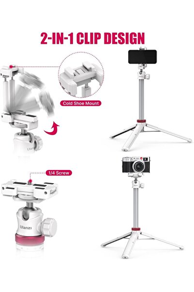 ulanzi MT-44 Extendable Phone Tripod, 59" Selfie Stick Portable Vlog Tripod Stand with 2 in 1 Phone