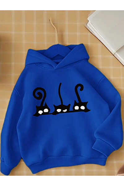 oneagılyazı Iarna cu glugă Swea tricou , Copii Negru Negru pisică ler cu imprimeu