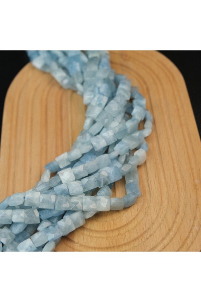 Prestij Boncuk Piatră naturală de acvamarin cu tăietură pătrată, piatră natur...