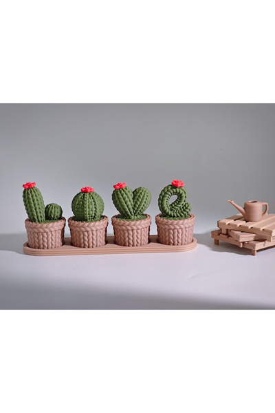 Phigo Yeşil Dekoratif Kaktüs Biblo – 3D Baskı Koleksiyon ve Masaüstü Süsü