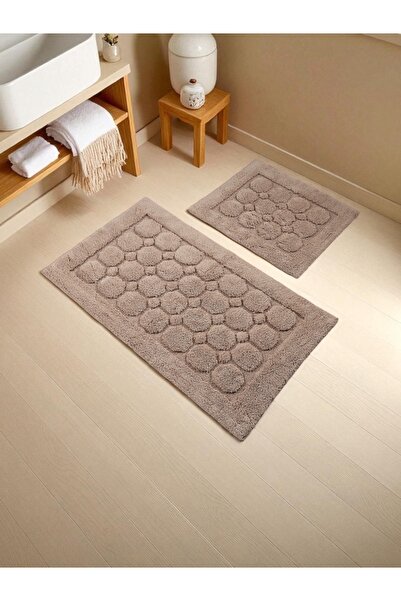 Hülya Home Σετ πατάκι μπάνιου Aeryaa από βαμβάκι (60x100)(50x60)καφέ+