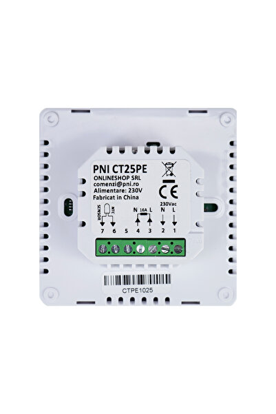 PNI Ενσωματωμένος Έξυπνος Θερμοστάτης CT25PE WiFi, Έλεγχος Internet, Ηλεκτρική Ενδοδαπέδια Θέρμανση, Tuya APP