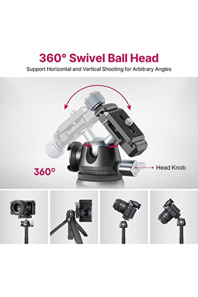 ulanzi MT-47 Camera Tripod Aluminum Mini Travel Tripod with 360° Ball Head & Arca Quick Release