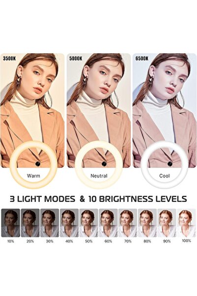 ulanzi 10" Overhead Ring Light Kit with Horizontal Boom Arm & 360° Phone Holder (3500K-6500K)