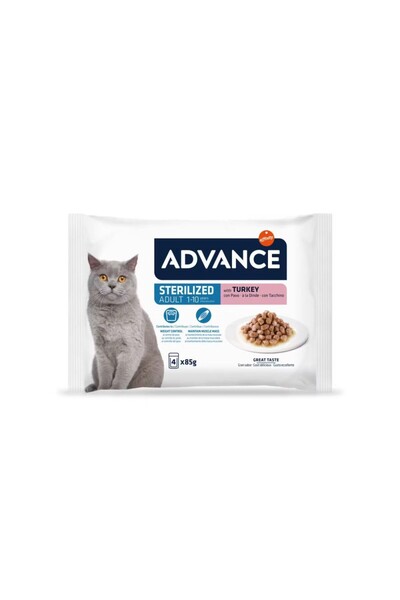 Advance Adult Sterilized Wet Cat Food with Turkey Multipack - 4 x 85g sachet