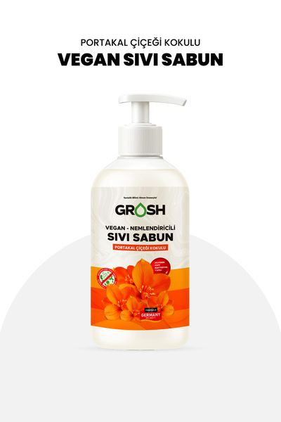 Grosh سائل تنظيف اليدين والوجه النباتي برائحة زهرة البرتقال - 500 مل