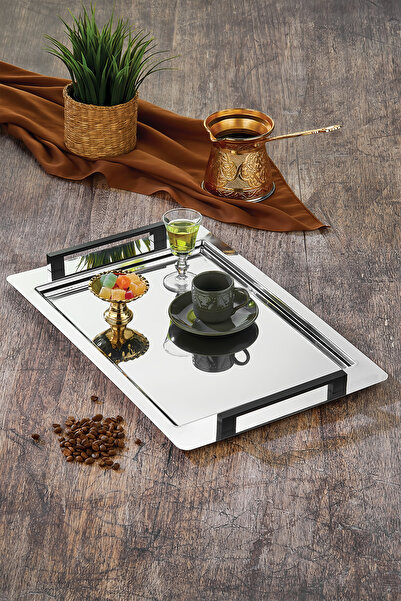 PoloChef صينية تقديم الشاي والقهوة من كالي، مصنوعة من الفولاذ المقاوم للصدأ