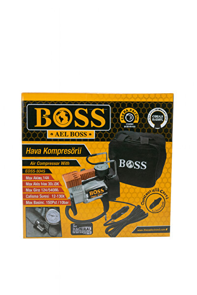 BOSS 12V 15A Araç Hava Kompresörü Çakmaklık Girişli Taşınabilir Lastik Şişirme Pompası 100 PSI