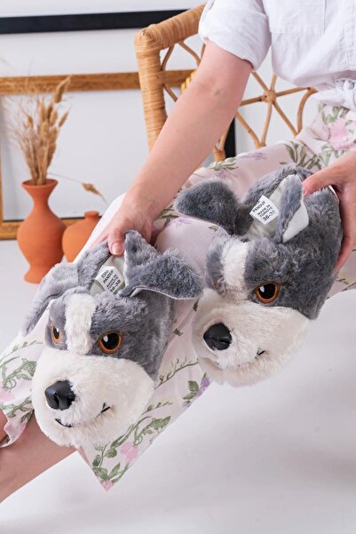 ALTUNTAŞ Unisex - Kadın - Erkek - Kız - Siyah Beyaz Köpekli Panduf Ev Botu