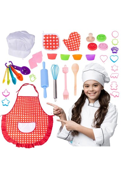 PROCART Set of 39 children's kitchen accessories, confectionery accessories, rolling pin, cake molds