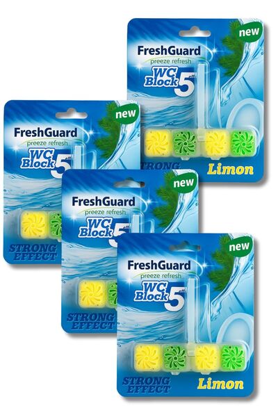 ARVALE FreshGuard Klozet Blok – Yoğun Köpük Etkisi, Limon Kokusu | 4 x 55 gram