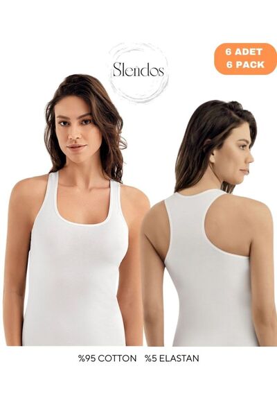 Şahinler Women's Back Triangle 95% Cotton 5% Elastane 6 Pieces Sports Tank Top