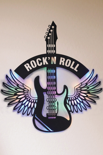 Genel Markalar Led Işıklı Kişiselleştirilebilir Kanatlı Gitar Figürlü Tablo D...