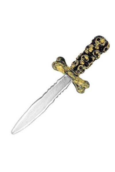 Topi Horror Knife Decorated with Bones and Skulls, Plastic, Realistic Details, Halloween Party Costume Ac
