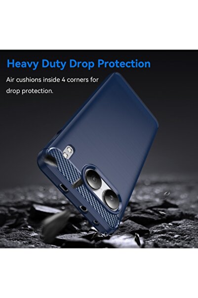 SKYDDAR INNOVATION Θήκη για OnePlus Nord 4, Σιλικόνη άνθρακα, Λεπτή σιλικόνη, υφή ινών άνθρακα, σετ αυτοκόλλητων, Μπλε