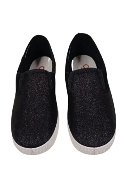 PIKKABOO -Cienta Black Shimmer Elastico Kids Comfort Shoes