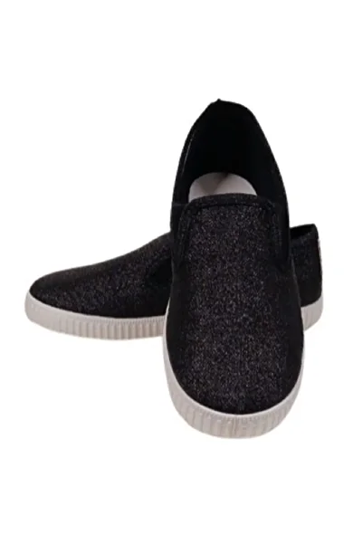 PIKKABOO -Cienta Black Shimmer Elastico Kids Comfort Shoes