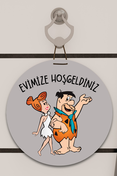 Dormot Digital Print Gray, Standard, Welcome to Our Flintstone-Themed Home, Door Ornament, Wall Ornament