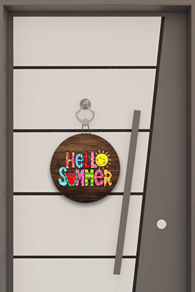 Dormot Ψηφιακή εκτύπωση Ξύλινη, Στάνταρ, Έγχρωμη με θέμα το Hello Summer, Στολίδι πόρτας, Στολίδι τοίχου