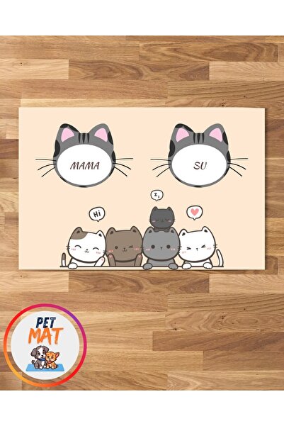 MEVESE Petmat KEdi Mama Paspası , Kaymaz Taban , Yıkanabilir , Evcil Hayvan Paspası
