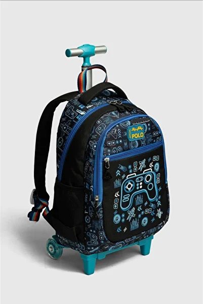 Kidessa 2217-My Polo Unisex Lighted Wheeled Elementary School Bag with Anatomical Back Structure